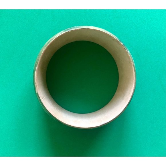 Boho Style Vintage Light Wood Green-Painted Bangle Bracelet - Picture 3 of 4